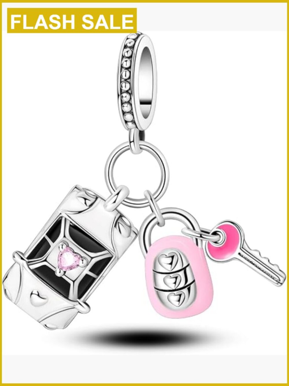 925 Sterling Silver Star Dangle Charms Car Keys Lipstick Charm Beads for